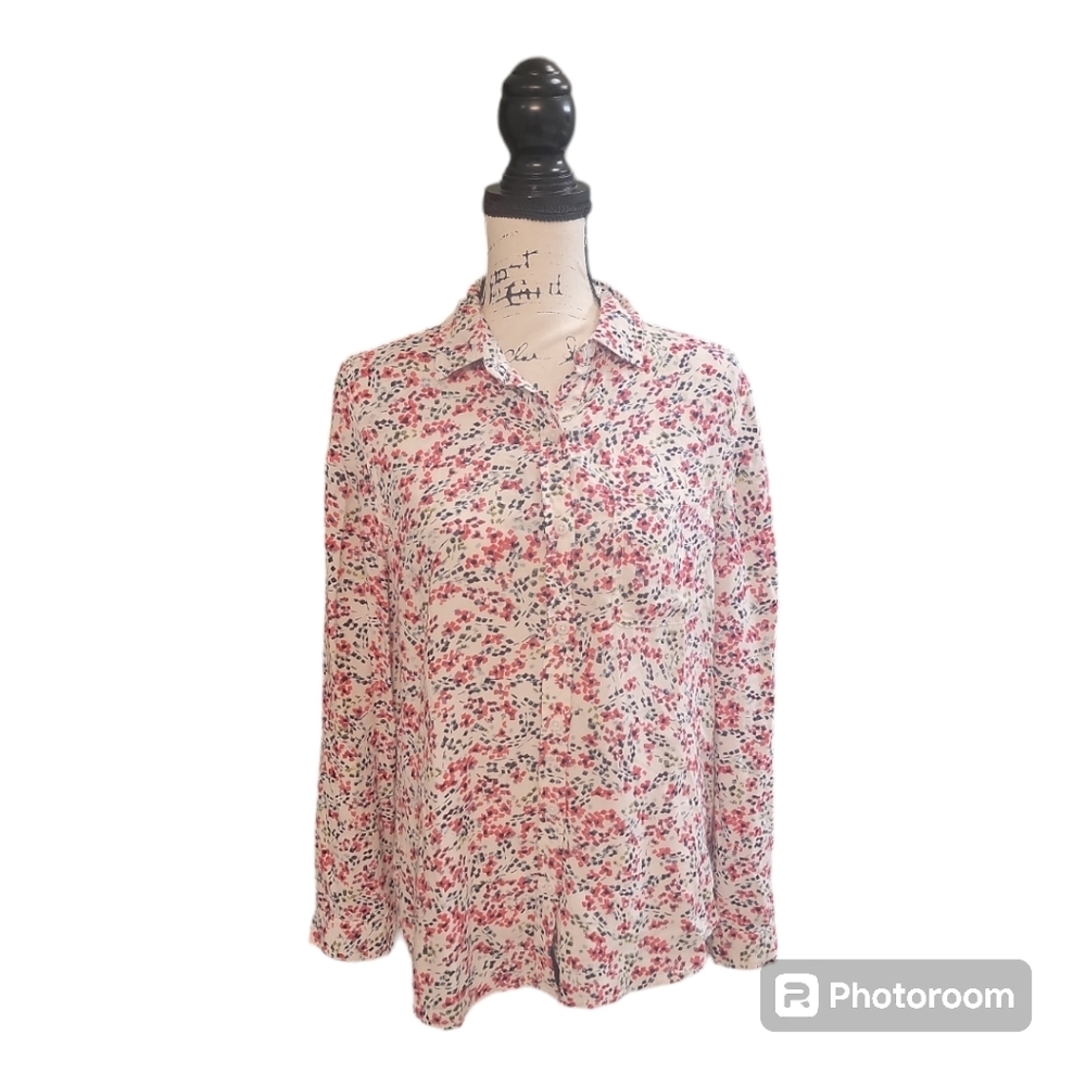 Beachlunchlounge Retro Splash Beachy Button Front Top Womens Size Medium
